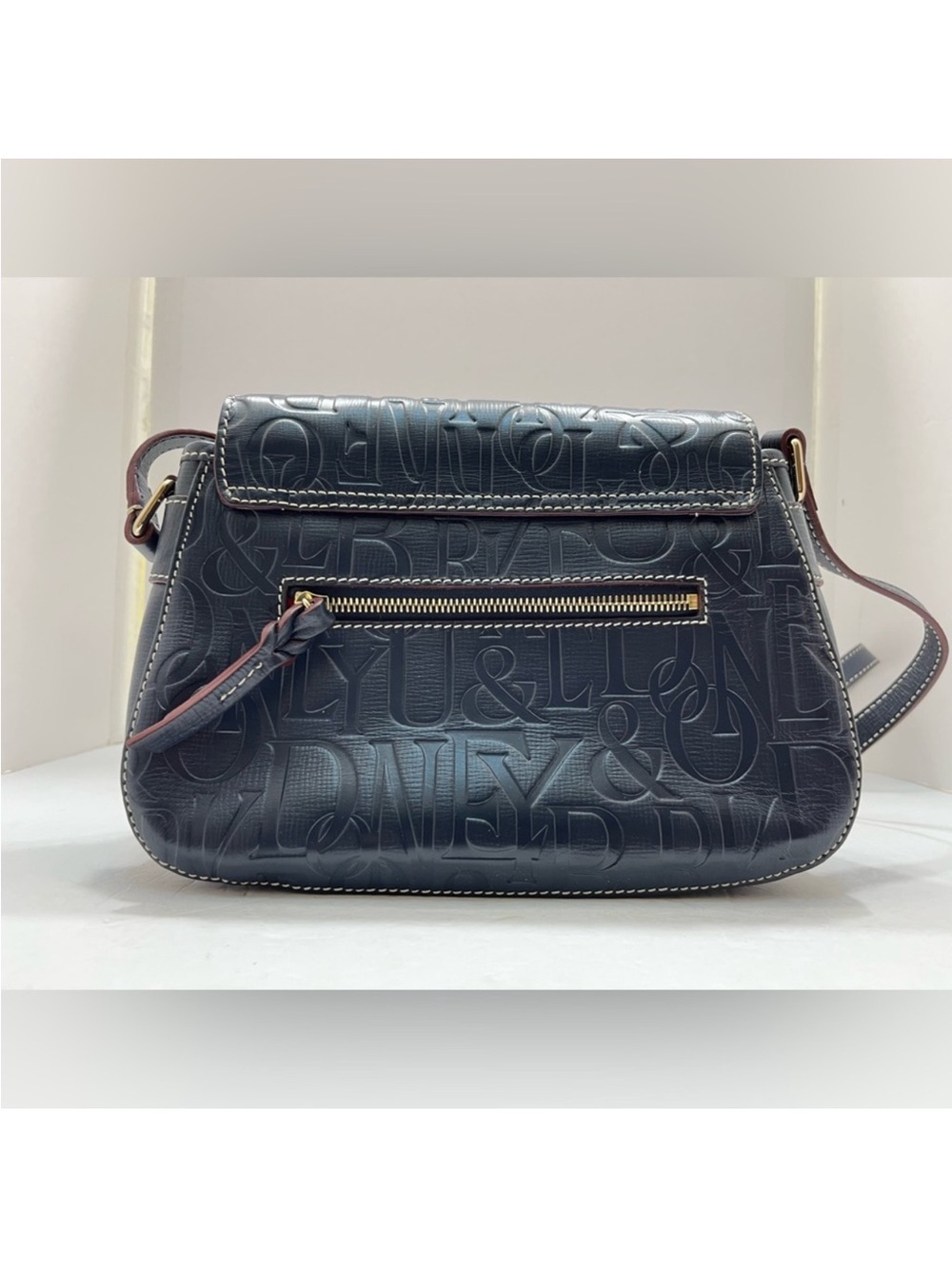 Dooney & Bourke Navy Graffica Safari Embossed Leather Buckle Crossbody - Picture 4 of 15